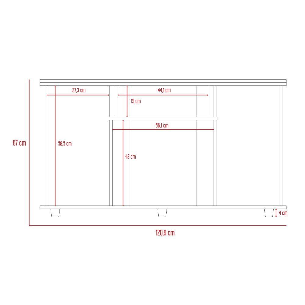 Mesa para TV Lannes Wengue 121x67cm Para TV Hasta 50 Pulgadas sin Cajones y con Patas - Muebles para TV | Bylmo