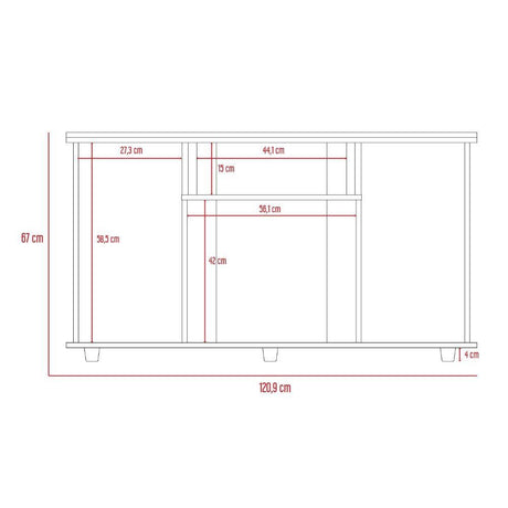 Mesa para TV Lannes Wengue 121x67cm Para TV Hasta 50 Pulgadas sin Cajones y con Patas - Muebles para TV | Bylmo