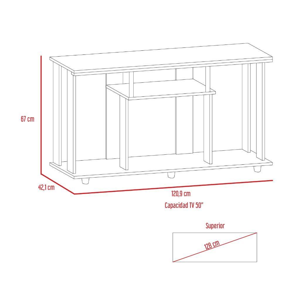 Mesa para TV Lannes Wengue 121x67cm Para TV Hasta 50 Pulgadas sin Cajones y con Patas - Muebles para TV | Bylmo