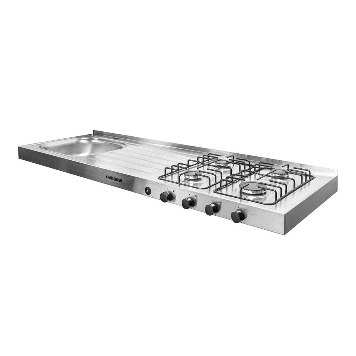 Mesón en acero inoxidable lavaplatos izquierda de 150 cm - Cocinas | Bylmo