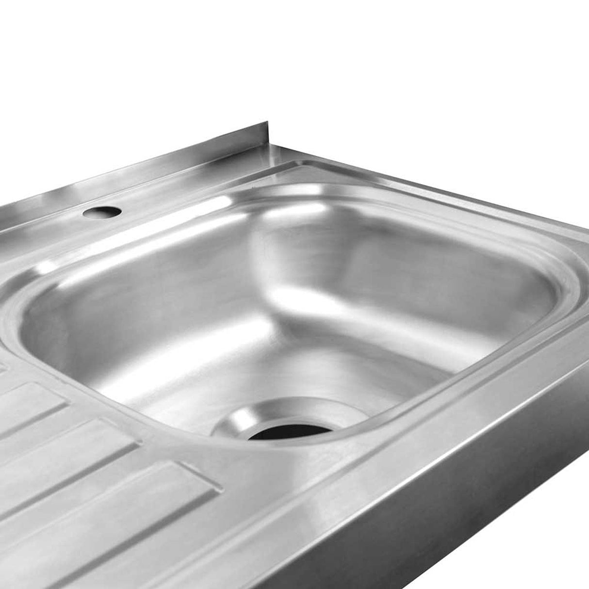Mesón en acero inoxidable lavaplatos Derecha de 150 cm - Cocinas | Bylmo