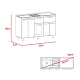 Mueble Inferior Izquierda Hasselt Rovere y Gris 150 cm con Mesón - Cocinas | Bylmo