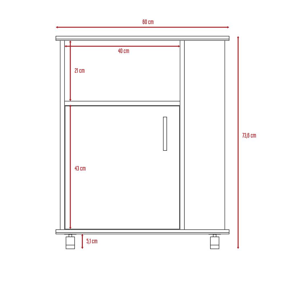 Mueble Microondas Z Plus Blanco y Bellota 60x73.5cm sin Cajones y con Un Puertas - Muebles Organizadores | Bylmo