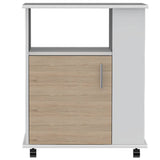 Mueble Auxiliar Heraldo Blanco y Rovere 60 cm con Una Puerta y Entrepaños Laterales - Muebles Organizadores | Bylmo