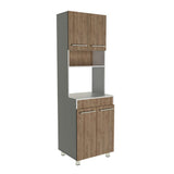 Mueble Microondas Bari Miel y Blanco 60 cm con Cuatro Puertas y Entrepaño - Muebles Organizadores | Bylmo