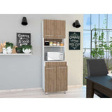 Mueble Microondas Bari Miel y Blanco 60 cm con Cuatro Puertas y Entrepaño - Muebles Organizadores | Bylmo
