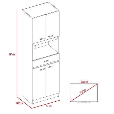 Modulo Microondas Bau Blanco Wengue - Bylmo
