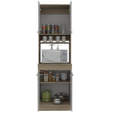 Mueble Microondas Belmira Rovere y Blanco 63 cm con Cuatro Puertas y Entrepaño - Muebles Organizadores | Bylmo