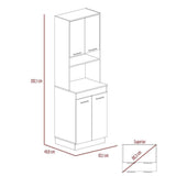 Mueble Microondas Belmira Rovere y Blanco 63 cm con Cuatro Puertas y Entrepaño - Muebles Organizadores | Bylmo