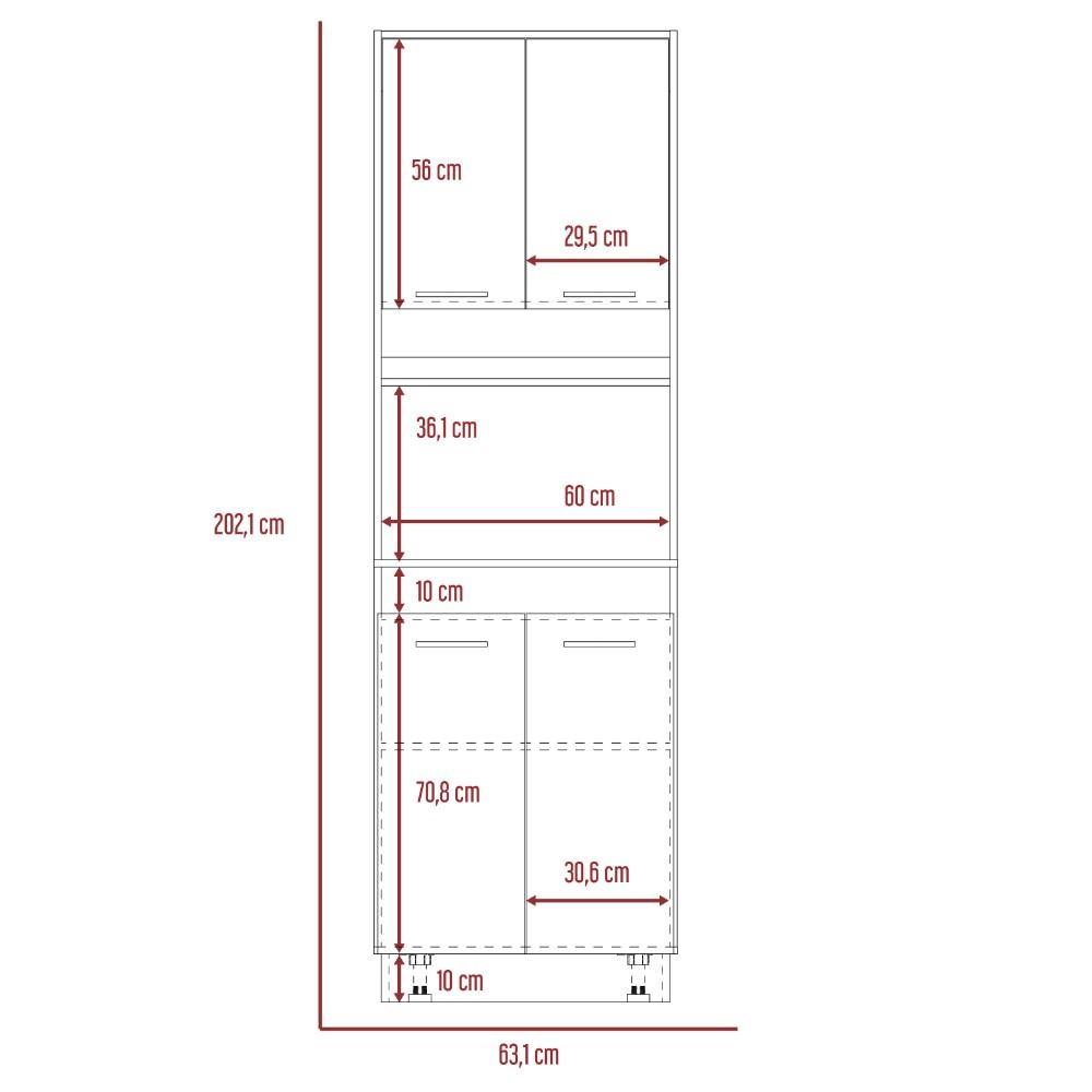Mueble Microondas Belmira Rovere y Blanco 63 cm con Cuatro Puertas y Entrepaño - Muebles Organizadores | Bylmo
