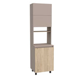 Mueble Microondas Kiara Taupe y Rovere 60 cm Con Tres Puertas - Muebles Organizadores | Bylmo