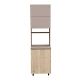 Mueble Microondas Kiara Taupe y Rovere 60 cm Con Tres Puertas - Muebles Organizadores | Bylmo