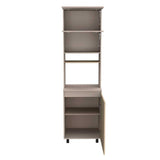 Mueble Microondas Kiara Taupe y Rovere 60 cm Con Tres Puertas - Muebles Organizadores | Bylmo