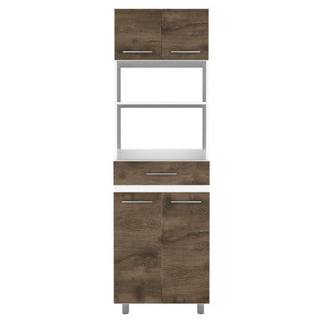 Mueble Microondas Luna Blanco y Bellota 62.1x201.5cm con Un Cajón y con Cuatro Puertas - Muebles Organizadores | Bylmo