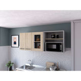 Mueble Superior de Cocina Hasselt Plus Rovere y Gris 150x60cm con Tres Puertas con Locero y con Espacio para Microondas - Cocinas | Bylmo