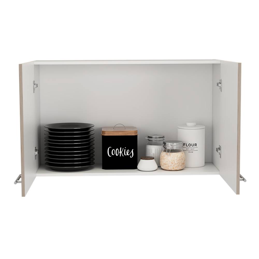 Mueble Auxiliar Manchester Ceniza y Blanco 100 cm con Dos Puertas - Muebles Organizadores | Bylmo
