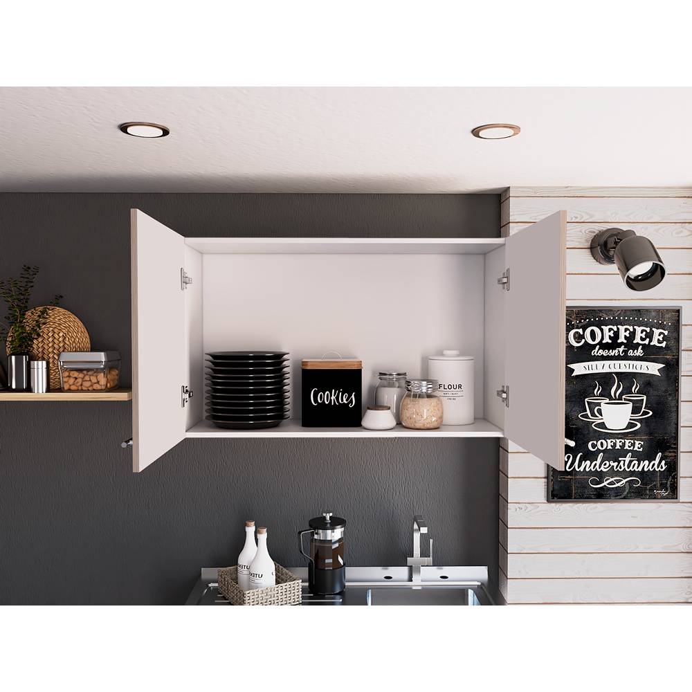 Mueble Auxiliar Manchester Ceniza y Blanco 100 cm con Dos Puertas - Muebles Organizadores | Bylmo