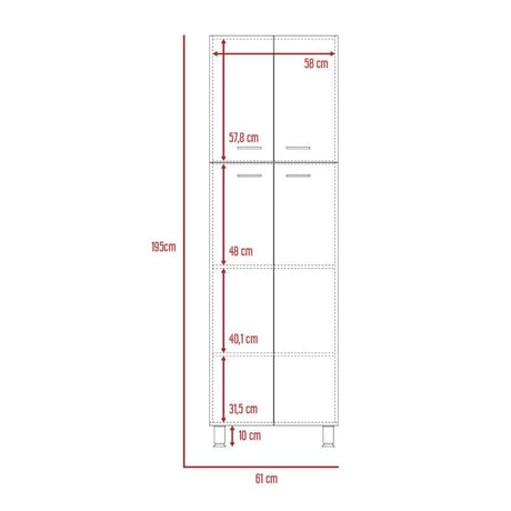 Alacena Ferreti Miel y Blanco 61 cm con Cuatro Puertas - Muebles Organizadores | Bylmo