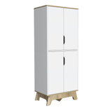 Alacena Pamplona Duna y Blanco 60x150.5cm sin Cajones y con Cuatro Puertas - Muebles Organizadores | Bylmo