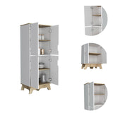 Alacena Pamplona Duna y Blanco 60x150.5cm sin Cajones y con Cuatro Puertas - Muebles Organizadores | Bylmo