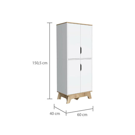 Alacena Pamplona Duna y Blanco 60x150.5cm sin Cajones y con Cuatro Puertas - Muebles Organizadores | Bylmo
