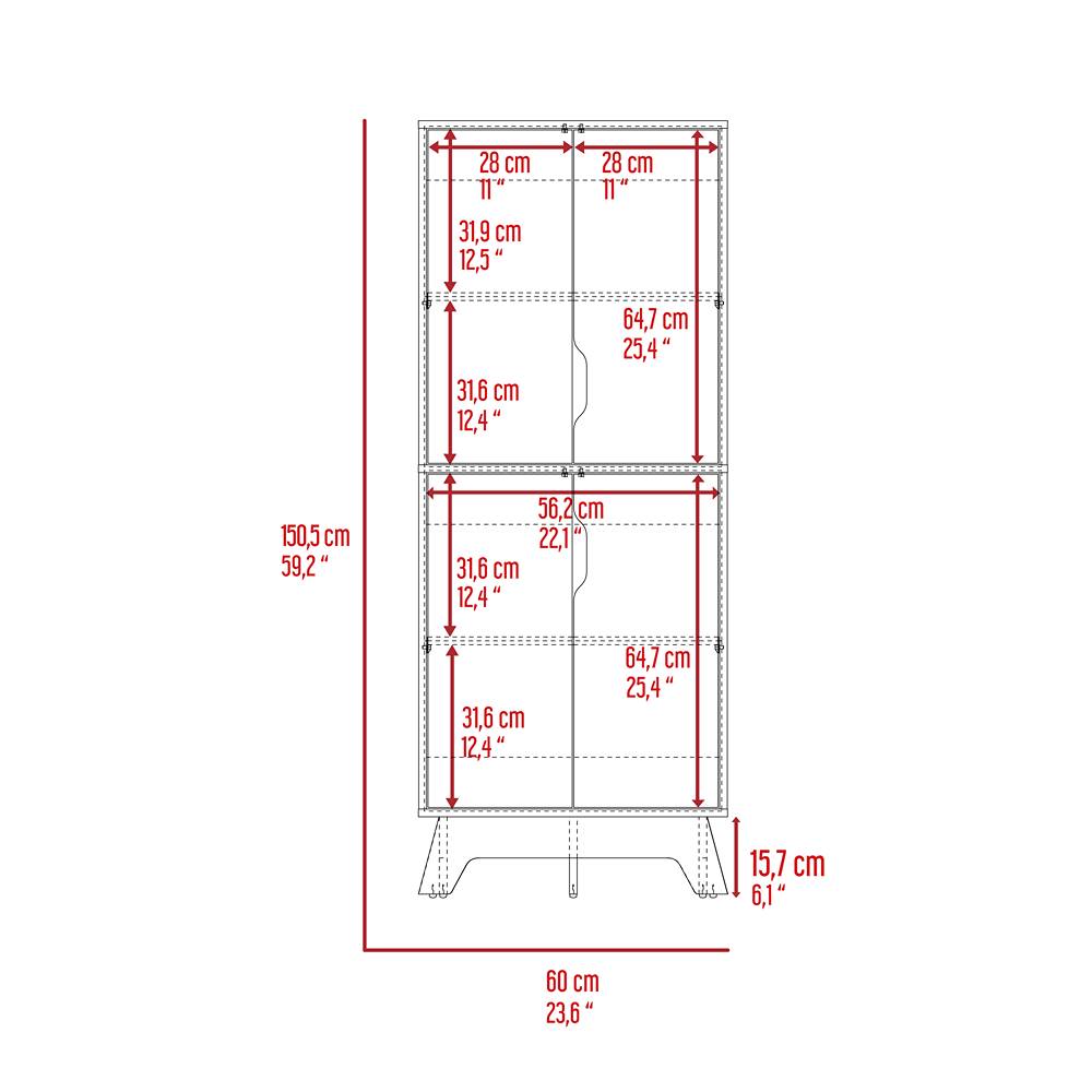 Alacena Pamplona Duna y Blanco 60x150.5cm sin Cajones y con Cuatro Puertas - Muebles Organizadores | Bylmo
