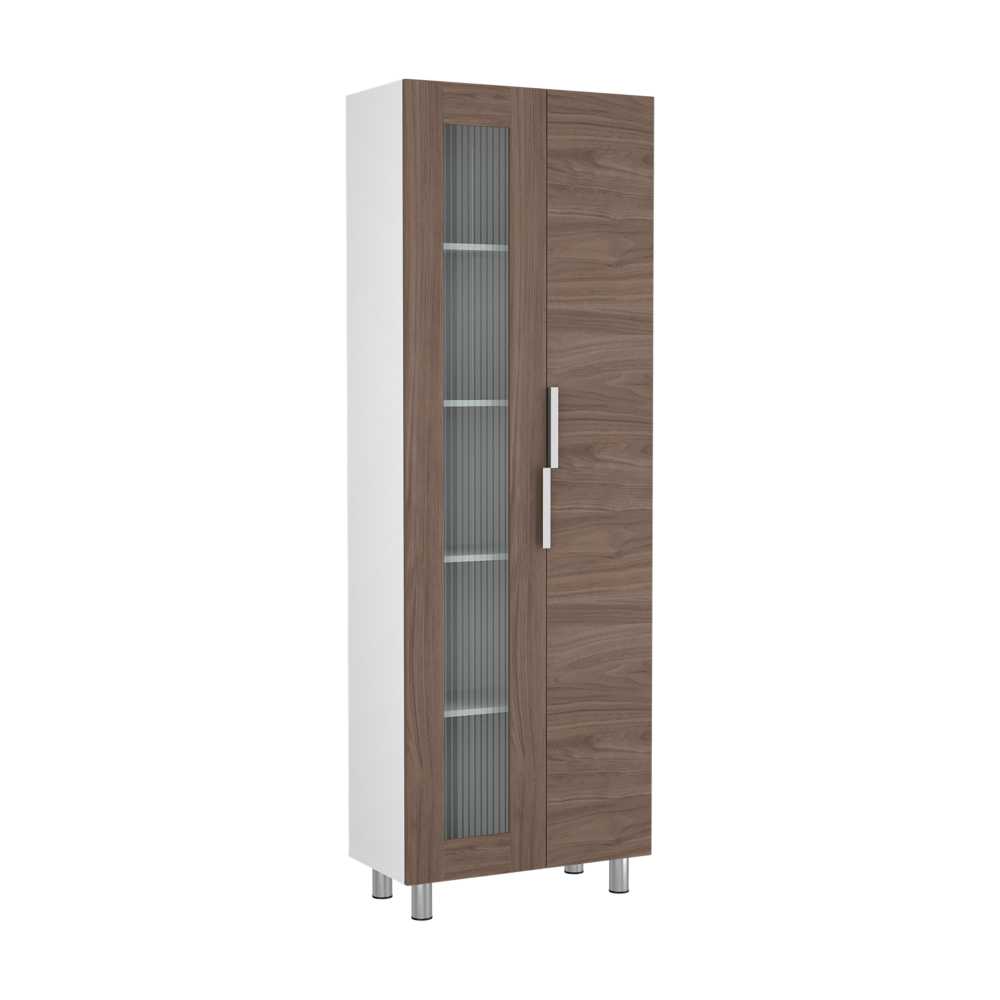 Alacena Fendi Blanco y Castaño 70x205cm sin Cajones y con Dos Puertas - Muebles Organizadores | Bylmo