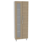 Alacena Fendi Blanco y Rovere 70x205cm sin Cajones y con Dos Puertas - Muebles Organizadores | Bylmo