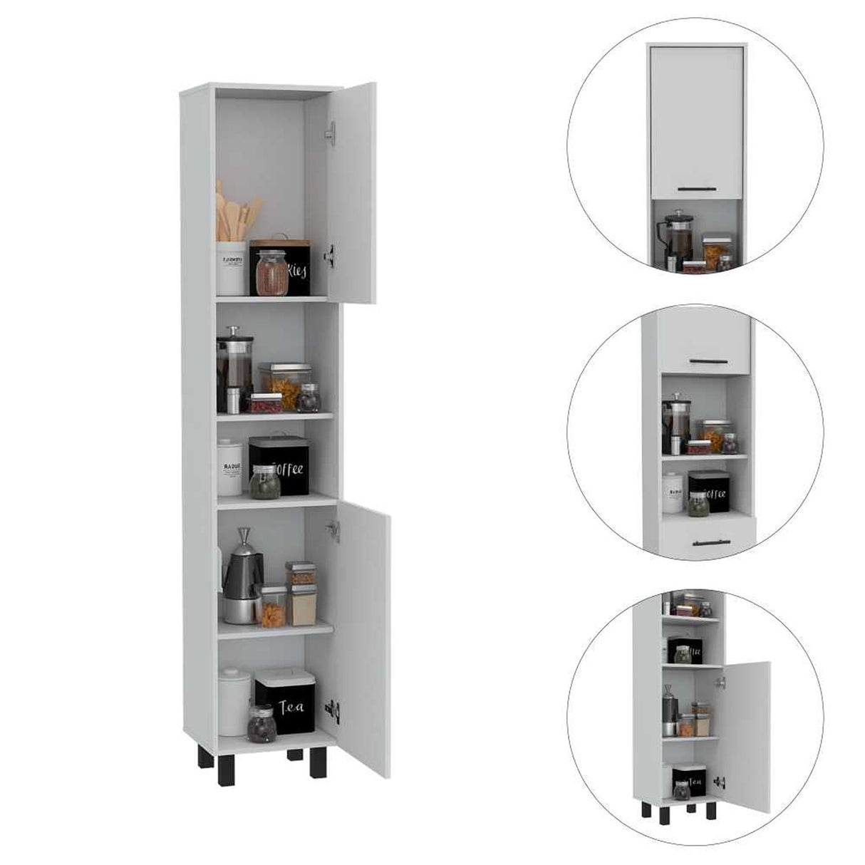 Alacena Hobart Blanco 40x202cm con Dos Puertas - Muebles Organizadores | Bylmo