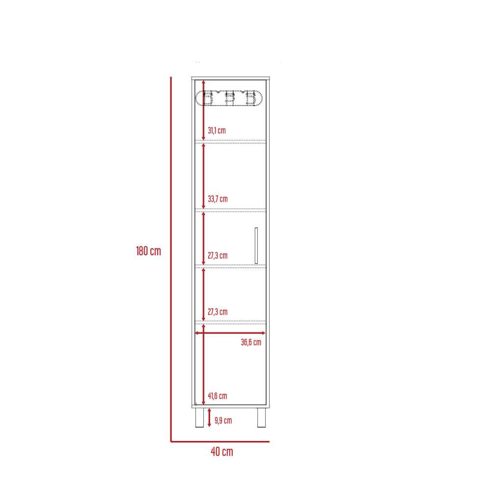 Mueble de Aseo Laska Blanco Nacar 40x180cm con Una Puerta - Muebles Organizadores | Bylmo