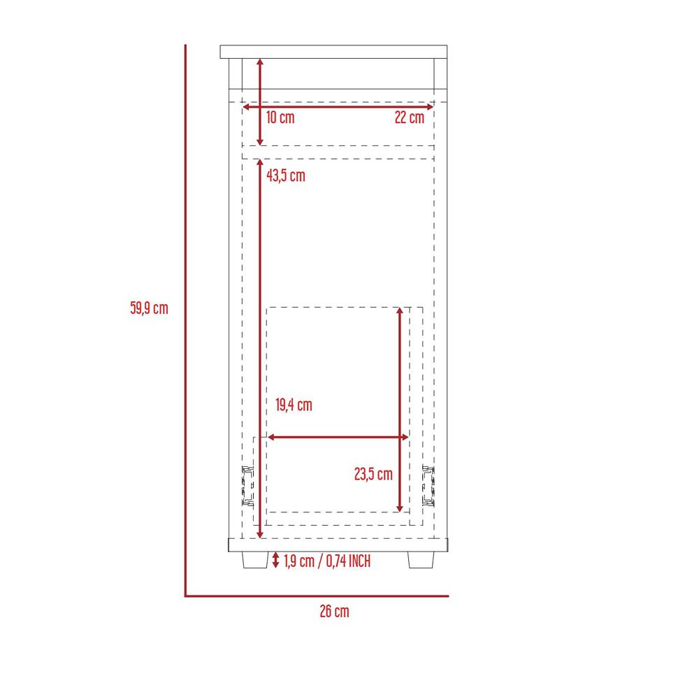 Mueble Auxiliar Allegra Wengue y Onix 26 cm con Una Puerta - Gabinetes | Bylmo