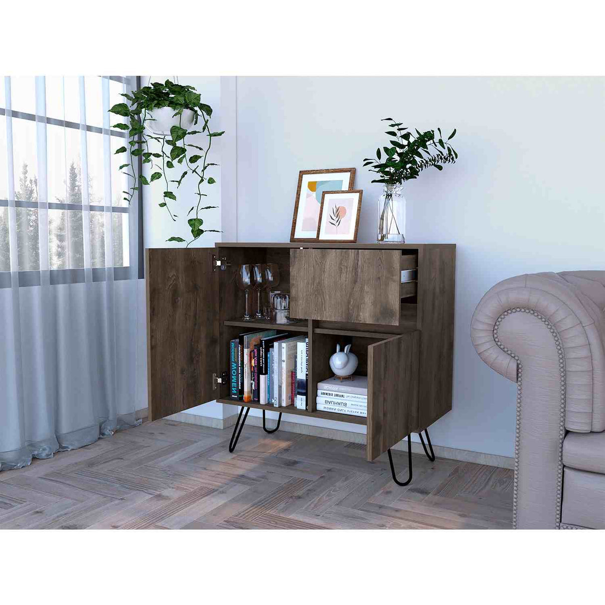 Aparador Andorra Bellota 80x80cm con Un Cajón y con Dos Compartimientos - Barras y Muebles Auxiliares | Bylmo