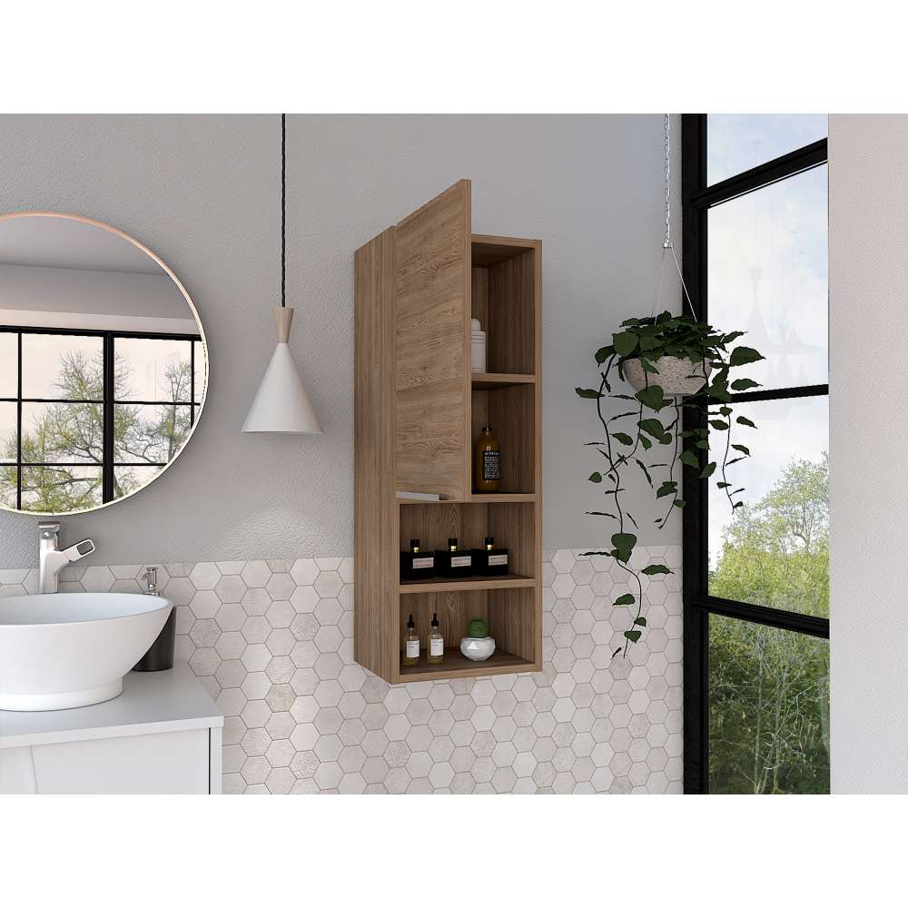 Gabinete de Baño Mila Miel 30x81.7cm Rectangular sin Espejo y con Dos Entrepaños - Gabinetes | Bylmo