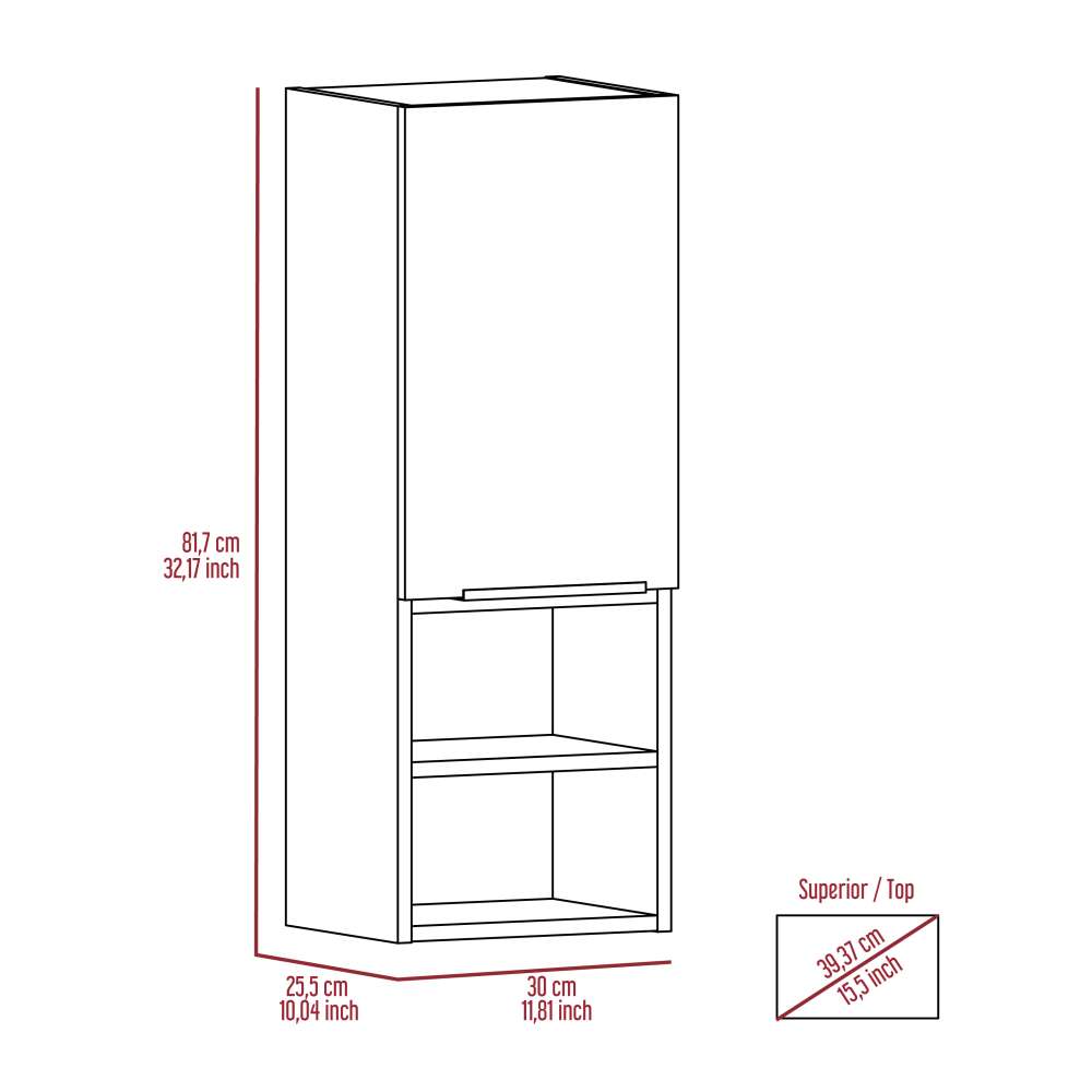 Gabinete de Baño Mila Miel 30x81.7cm Rectangular sin Espejo y con Dos Entrepaños - Gabinetes | Bylmo