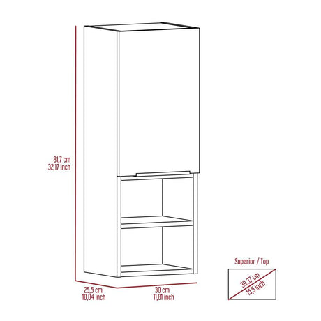 Gabinete de Baño Mila Miel 30x81.7cm Rectangular sin Espejo y con Dos Entrepaños - Gabinetes | Bylmo