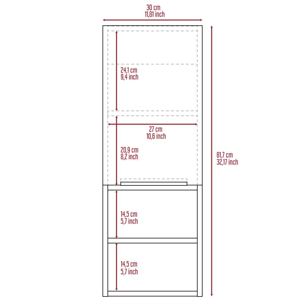 Gabinete de Baño Mila Miel 30x81.7cm Rectangular sin Espejo y con Dos Entrepaños - Gabinetes | Bylmo