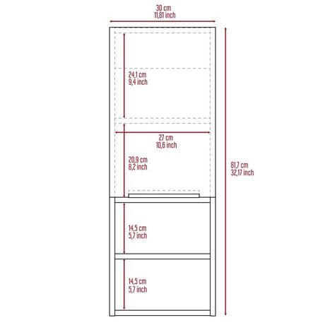 Gabinete de Baño Mila Miel 30x81.7cm Rectangular sin Espejo y con Dos Entrepaños - Gabinetes | Bylmo