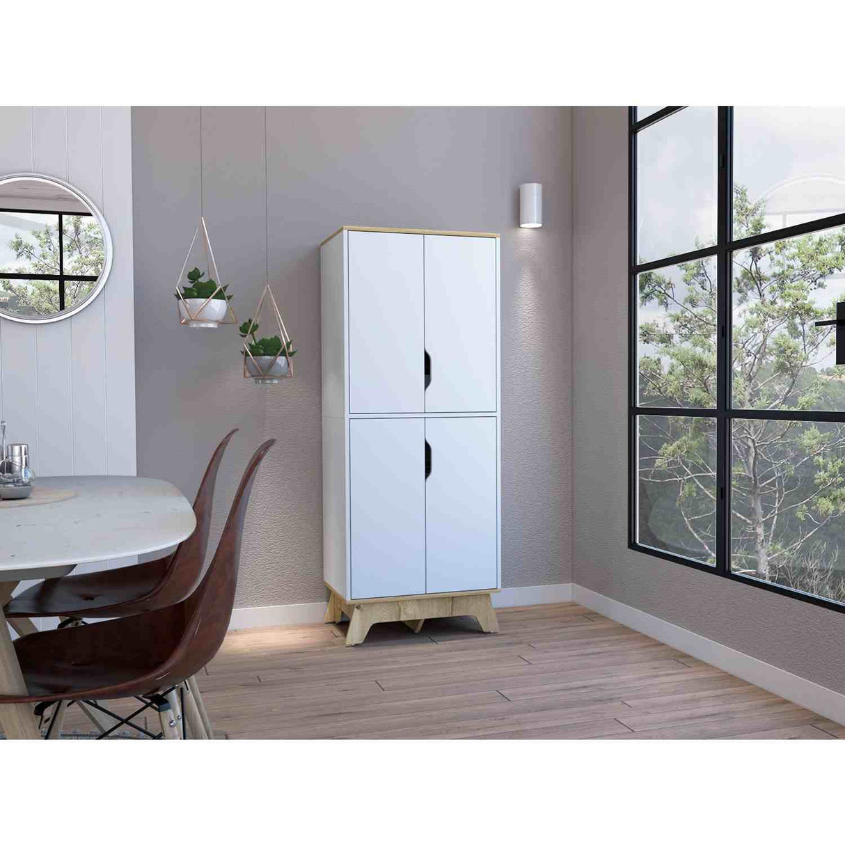 Mueble Auxiliar Z60 Blanco 60 cm con Puertas y Patas de Madera - Barras y Muebles Auxiliares | Bylmo
