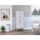 Mueble Auxiliar Z60 Blanco 60 cm con Puertas y Patas de Madera - Barras y Muebles Auxiliares | Bylmo
