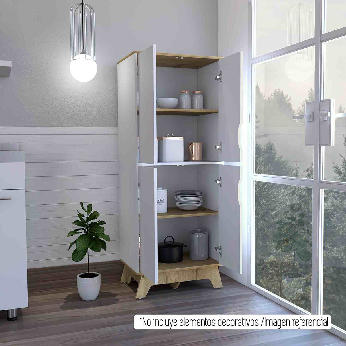 Mueble Auxiliar Z60 Blanco 60 cm con Puertas y Patas de Madera - Barras y Muebles Auxiliares | Bylmo
