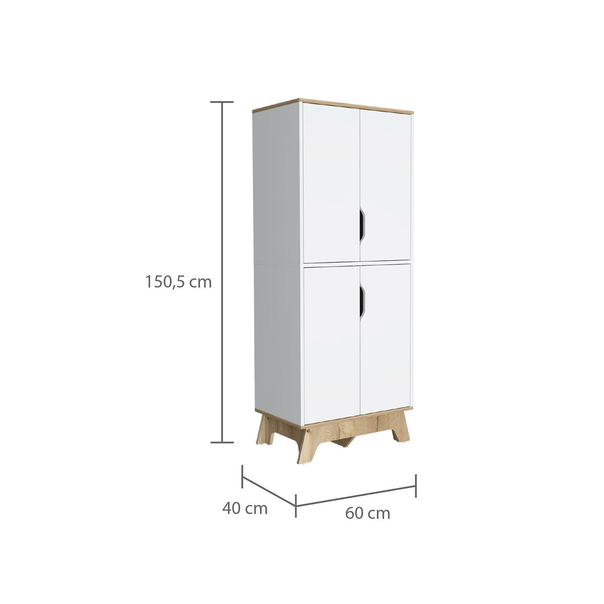 Mueble Auxiliar Z60 Blanco 60 cm con Puertas y Patas de Madera - Barras y Muebles Auxiliares | Bylmo