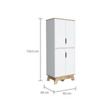 Mueble Auxiliar Z60 Blanco 60 cm con Puertas y Patas de Madera - Barras y Muebles Auxiliares | Bylmo