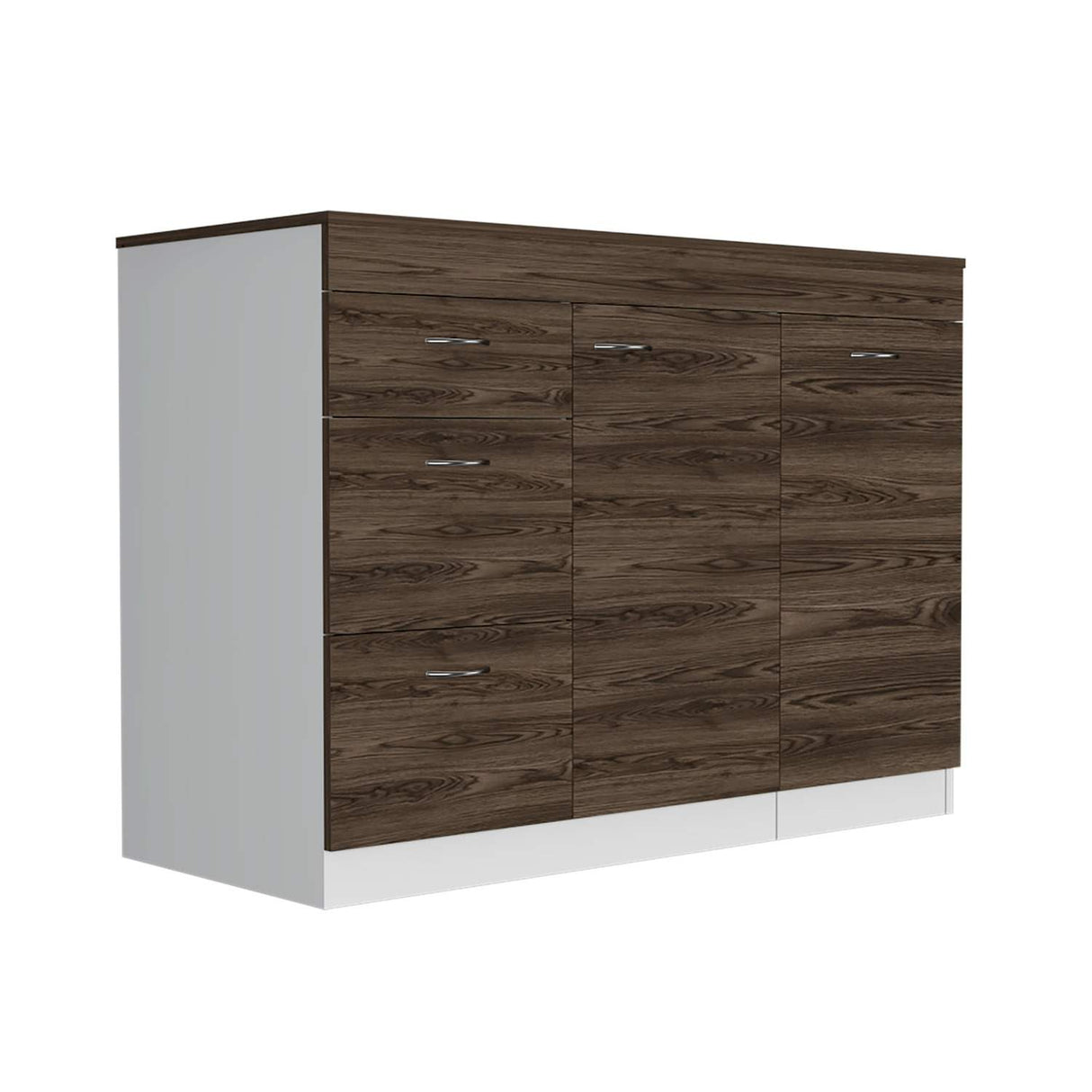Mueble Auxiliar de Cocina Grecia Coñac 116 cm con Tres Cajones, un Cajón Grande y un Cajón Móvil - Barras y Muebles Auxiliares | Bylmo