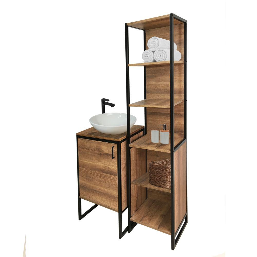 Mueble New York Amareto y Negro 60 cm con Una Puerta - Gabinetes | Bylmo
