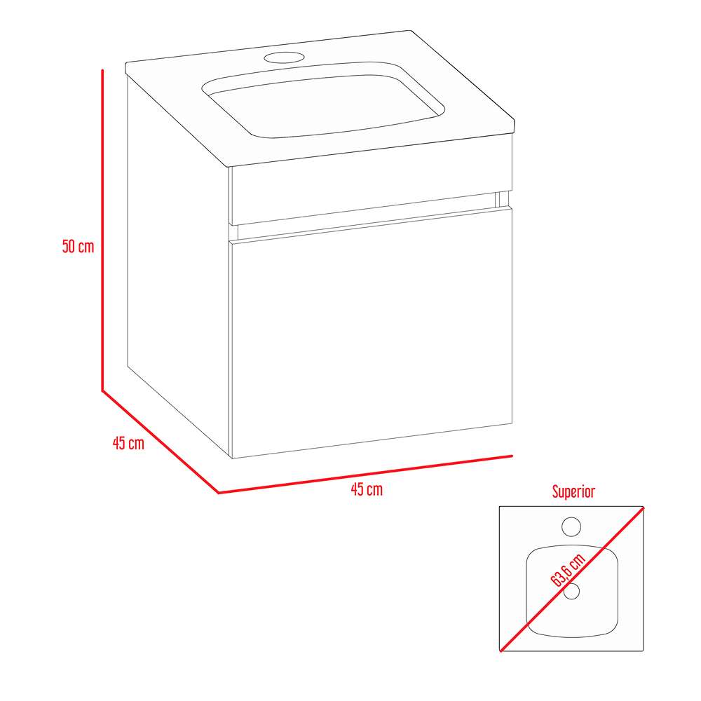 Mueble Primavera Roble Gris 45 cm con Una Puerta - Gabinetes | Bylmo