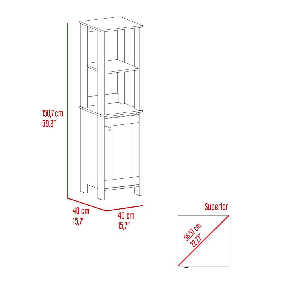 Mueble St Clair Ceniza 40 cm con Una Puerta y Entrepaños - Gabinetes | Bylmo