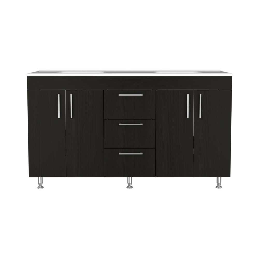 Mueble Doble Velloc Wengue 152 cm con Cuatro Puertas y Tres Cajones - Gabinetes | Bylmo