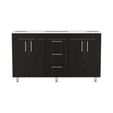 Mueble Doble Velloc Wengue 152 cm con Cuatro Puertas y Tres Cajones - Gabinetes | Bylmo