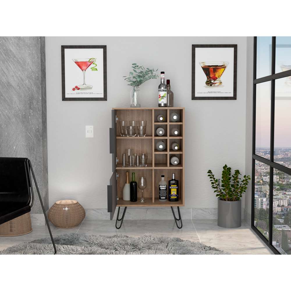 Bar Vegas Miel y Plomo 60 cm con Dos Puertas - Bares | Bylmo