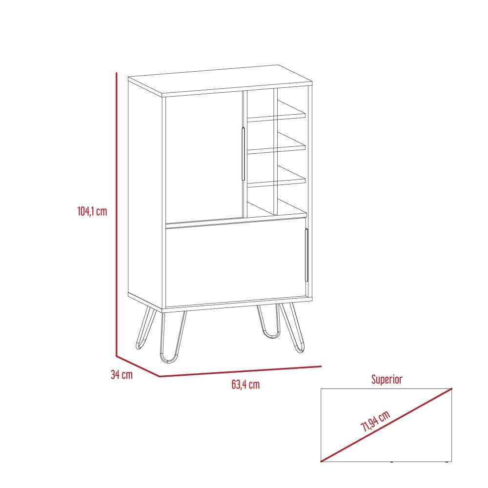 Bar Vegas Miel y Plomo 60 cm con Dos Puertas - Bares | Bylmo